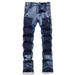 New Style Foreign Trade Punk Blue Multi-Pocket Patchwork Loose Non-Stretch Straight Micro Flare Men's Jeans Trendy 3666_mkmklike.com