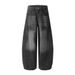 Paint Splatter Ink Wash Denim Scimitar Men's Trousers Trendy Punk Split Patchwork Design Cargo Loose Wide-Leg Pants_mkmklike.com