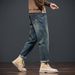 Men's 2026 Spring New Hong Kong Style Fashion Jeans, Hip Hop High Street Trendy Letter Print Casual Versatile Denim Pants_mkmklike.com