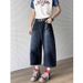 Men's Clothing Summer Niche Back Embroidery Stitching Scimitar Pants Jeans Men And Women Retro Wide Leg Cropped Pants Shorts Trend_mkmklike.com