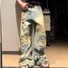 Men's Distressed Denim Jeans With Rips & Frayed Hem - Urban Streetwear Hip Hop Baggy Cargo Pants For Summer_mkmklike.com