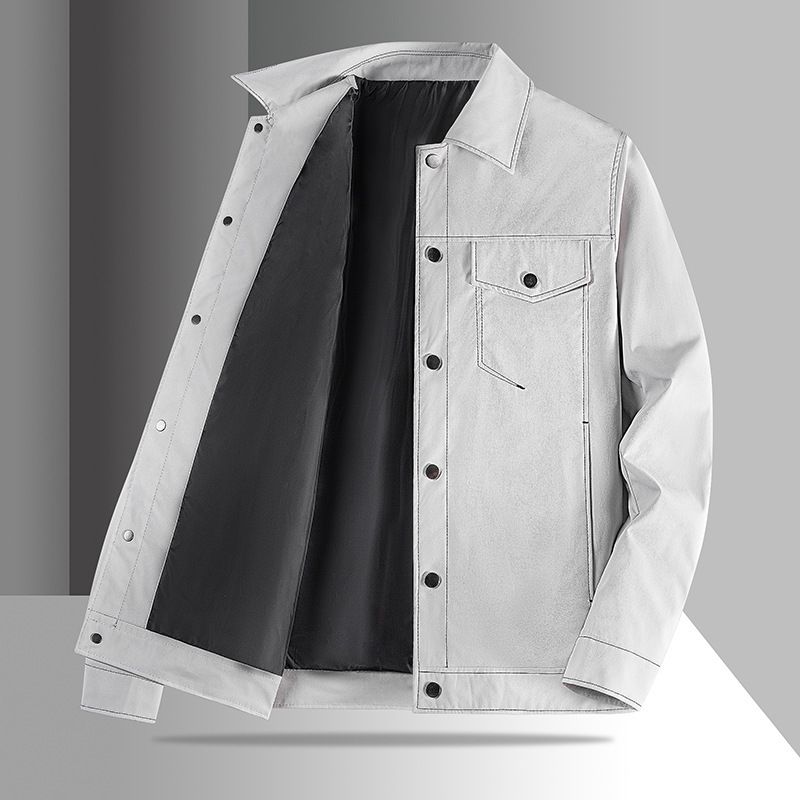 New Workwear Men's And Autumn Styles American Loose Spring Denim Couple Lapel Jacket_mkmklike.com