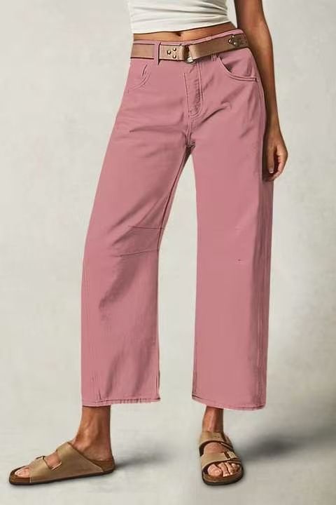 Women's Slim Straight Leg Jeans - Classic Stretch Denim Pants For Casual Wear, Comfort Fit, Versatile Blue/Black/Pink/White_mkmklike.com