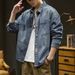 Men's Clothing Trendy Spring Denim Shirt Long Sleeve Loose Gray Workwear Casual Shirt Retro Jacket_mkmklike.com