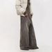 Vintage Washed Grey Wide-Leg Jeans – Unisex 90s Streetwear Denim With Distressed Details & Oversized Fit (Dropped Hem For Retro Styling)_mkmklike.com