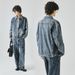 APO Clothing | Cross-Border Men's Denim Autumn American High Street Trendy Brand Washed Loose Turn-Down Collar Jacket_mkmklike.com