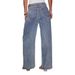 Women's High Waist Flared Denim Jeans - Loose Fit Wide Leg Palazzo Pants With Pockets - Comfortable Stretch Cotton Blend For Casual Streetwear_mkmklike.com