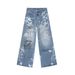 Men's Clothing | 2025 Summer New Products American Street Graffiti Fun Straight Leg Mopping Jeans Trend_mkmklike.com
