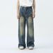 Men's Clothing American Personality Fashionable Retro Street Splicing Holes Old Design Jeans Tide_mkmklike.com