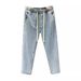 Men's Stretch Elastic Waistband Straight Leg Jeans - Comfortable Cotton Casual Trousers With Drawstring, Lightweight & Breathable For Spring & Summer_mkmklike.com