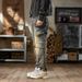 Men's Clothing Streetwear Men's Jeans Patchwork Multiple Pockets Trendy Loose Fit Long Jeans_mkmklike.com