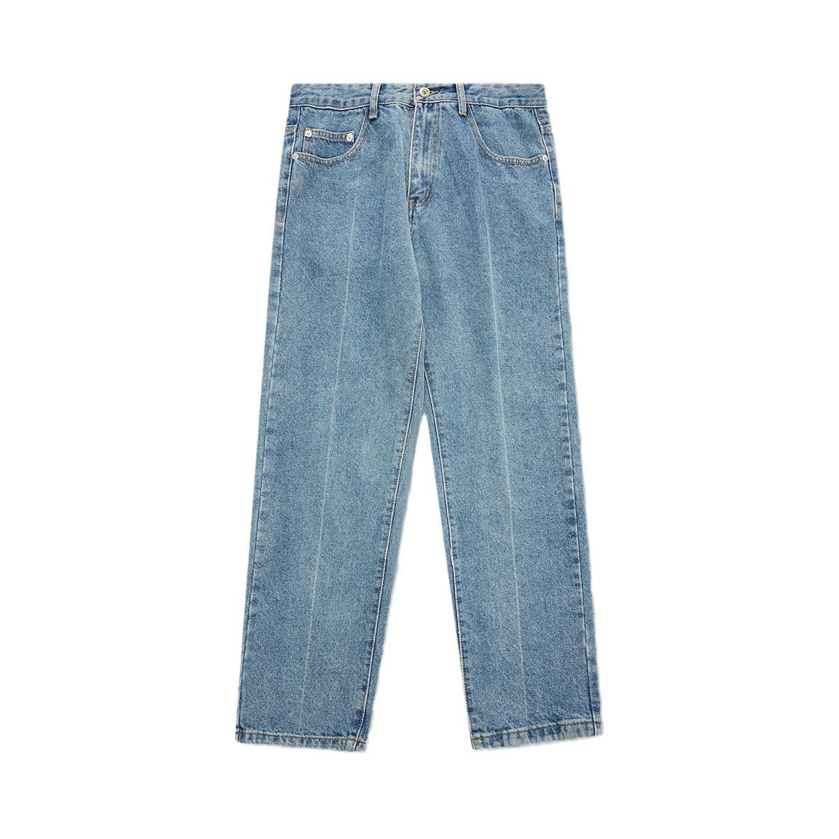 Men's Clothing Retro Nostalgic Versatile Simple Casual Nine Point Jeans For Men Loose Small Straight Trend_mkmklike.com
