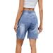 Women's Denim Cargo Shorts - Straight Leg Mid-Length Shorts With Functional Side Pockets_mkmklike.com