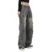 Plus-size American High-street Multi-pocket Workwear Jeans For Women, With A Unique Design, Loose Fit, Slimming Effect,_mkmklike.com