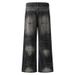 Men's Clothing American Trendy Retro Washed Old Lightning Pattern Loose Vertical Flared Jeans For Men_mkmklike.com