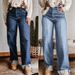 High-Waisted Wide-Leg Jeans For Women - Vintage Washed Denim With Mid-Seam & Turned Hem (S-XXL, Dark Blue/Light Blue)_mkmklike.com