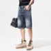 Men's Thin Light Blue Jeans Shorts High-End Jeans Men's Loose Straight Pants Men's Five-Point_mkmklike.com