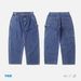 Men's Loose Fit Workwear Jeans Snowflake Wash Distressed Logging Casual Denim Pants Midweight Straight Mid Waist_mkmklike.com