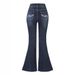 Women's Retro Style mid Rise Stretch Flared Jeans Embroidered Slimming Tight Fit Casual Denim Pants for Spring/Autumn & Summer_mkmklike.com