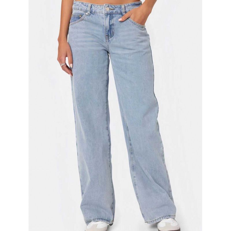 Low-Rise Straight Leg Jeans For Women - Vintage Washed Denim Pants With Punk Style (S-L In 4 Colors)_mkmklike.com