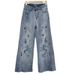 Embroidered Wide Leg Jeans For Women 2025 Spring And Summer New High Waist Loose Design Niche Raw Edge Stretch Straight Pants_mkmklike.com