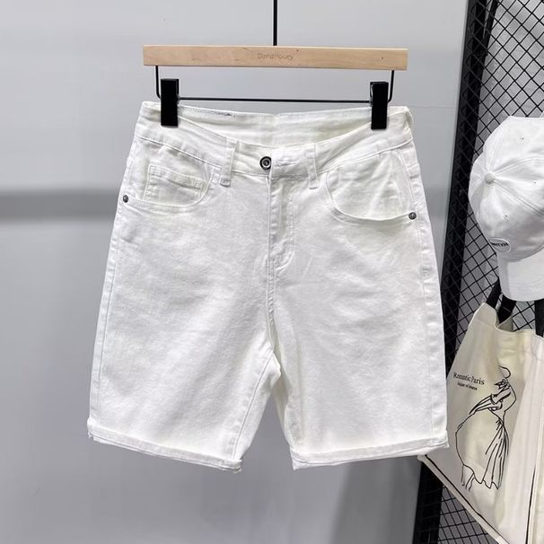 Men's Clothing Denim Shorts For Summer Thin Elastic Trend Slim Fit Slim Fit Washed Casual Trendy Pants_mkmklike.com