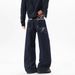 Plus Size High Waisted Straight Leg Jeans – Minimalist Embroidered Denim Pants For Women (Blue)_mkmklike.com