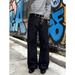 Men's Vintage Black Bootcut Jeans – High Waist Straight Leg Denim Pants With Distressed Wash, Clean Fit Style For Fall & Winter_mkmklike.com