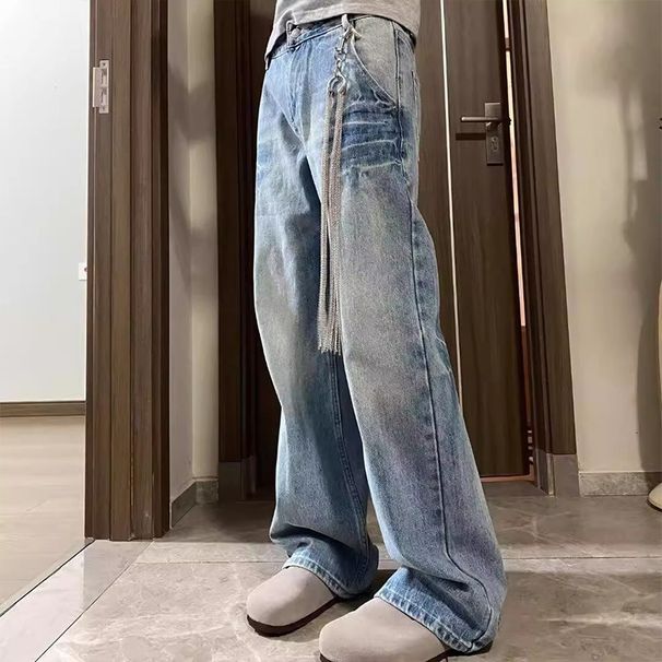 "Men's Classic Blue Denim Jeans – Comfortable Straight Fit Stretch Jeans (Sizes S To 3XL)"_mkmklike.com