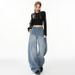 Loose-fitting White Denim Jeans For Women, 2025 Autumn Collection, American-style Wide-leg Pants, New Sickle-shaped_mkmklike.com