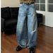 Men's Clothing Retro Daddy Ripped Loose Scimitar Version Wide Leg Jeans For Men And Women_mkmklike.com