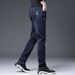 2025 New High-End Jeans, Men's Blue Black Business Slim Fit Straight Leg Elastic Casual Long Pants, Versatile And Trendy_mkmklike.com
