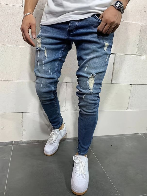 Men's Loose Fit Slim Jeans Retro American Style Autumn Spring Casual Pants European And American Trade Skin Trousers_mkmklike.com