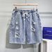 Men's Thin Ripped Denim Shorts Summer New Style Loose Straight Leg Casual Five Point Cotton Mid Waist Black Blue_mkmklike.com
