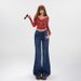 American-style Versatile Low-waist Flared Pants, 2025 Autumn Wo's New Fleece-lined Slim-fit Micro-flared Jeans For_mkmklike.com