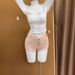 Women's High Waist Slimming Denim Shorts Pink Single Breasted Slim Straight Leg Hot Pants Versatile Spring Summer Hot Girl Style_mkmklike.com