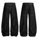 Men's High Street Vintage Loose Fit Distressed Denim Jeans - Retro Washed Black Straight Leg With Button Fly_mkmklike.com