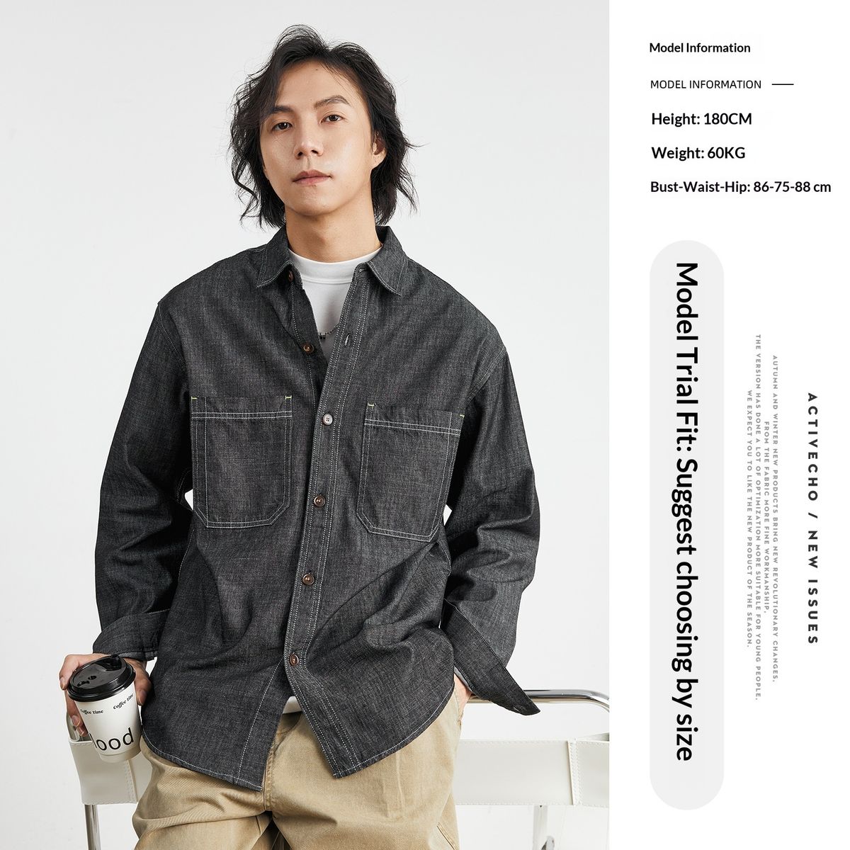Yizhi American Retro Denim Long Sleeve Shirt Men's 2025 Spring New Workwear Style Loose Jacket Men_mkmklike.com