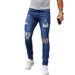 Men's European American Style Ripped Slim Fit Stretch Skinny Jeans Trendy Blue Street Fashion Tight Wash In Stock_mkmklike.com