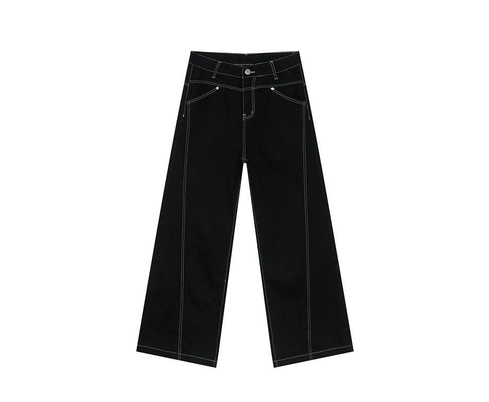 EF JEANS | 2025 Spring New American Design Series Bright Line Three-dimensional Black Casual Jeans_mkmklike.com