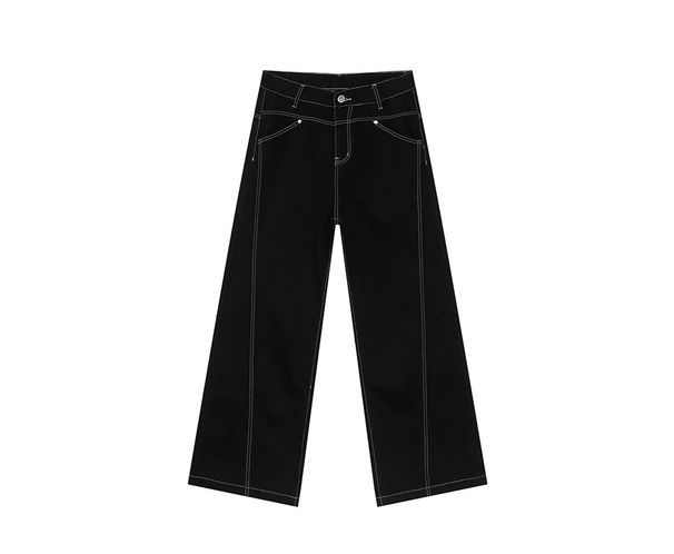 EF JEANS | 2025 Spring New American Design Series Bright Line Three-dimensional Black Casual Jeans_mkmklike.com