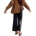 Fleece-Lined Wide-Leg Jeans For Women, Autumn And Winter, Petite, Eight-Point Pants, High Waist, Slimming, Loose,_mkmklike.com