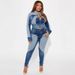 Women's High-Waisted Patchwork Skinny Jeans Washed Denim Relaxed Everyday Wear Versatile Comfortable Feshion Trend_mkmklike.com