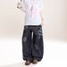 Streetwear Floral Print Baggy Jeans For Men – Oversized High-Waisted Wide-Leg Denim Pants With Cartoon Flower Design | 90s Vintage Aesthetic_mkmklike.com