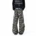 Military Camo Cargo Jeans For Men - Streetwear Wide-Leg Utility Pants With Multi-Pockets & Lumberjack Style_mkmklike.com