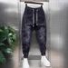 Spring And Autumn Men's Simple Jeans Fashion New Patchwork Versatile Slim Jogger Washed Harem Pants_mkmklike.com