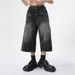 Men's Clothing Summer High Street Profile Wide Leg Drape Seven Point Jeans_mkmklike.com