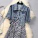 Chicco Chicco Early Autumn New French Style Casual Denim Jacket With Strap Floral Chiffon Skirt Elegant Gentle Age-Reducing Set Dress_mkmklike.com