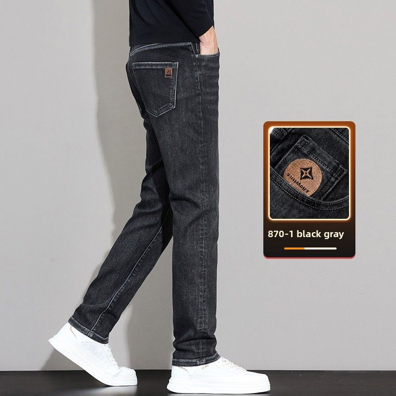 Men's Jeans Slim-fit Straight Casual Elastic Loose Men's Trousers Men's_mkmklike.com