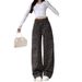 Petite Women's High-Waisted Leopard Print Wide Leg Jeans – Retro 70s Flare Pants With Slimming Fit & Floor-Length Silhouette_mkmklike.com
